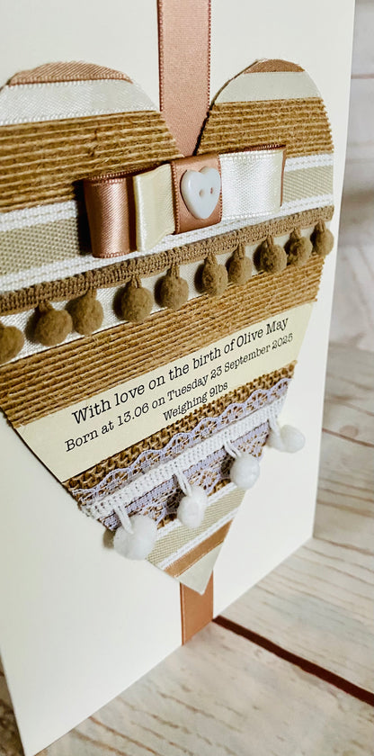 Neutral Pom Pom Baby Handmade Card