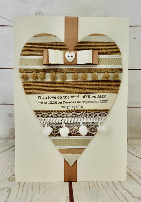 Neutral Pom Pom Baby Handmade Card