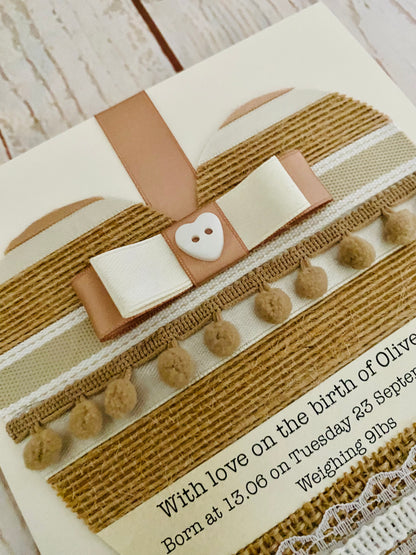 Neutral Pom Pom Baby Handmade Card