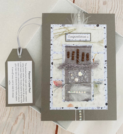 Luxury Platinum Crystal Pearl Handmade Card