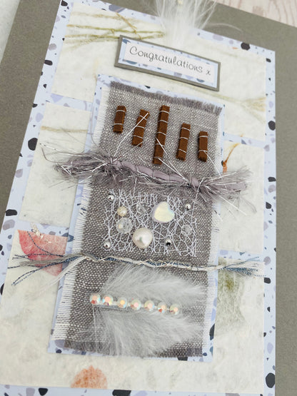 Luxury Platinum Crystal Pearl Handmade Card