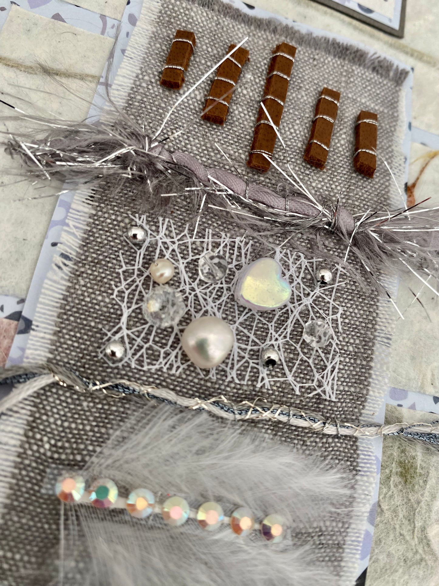 Luxury Platinum Crystal Pearl Handmade Card