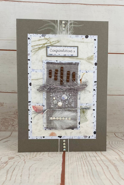 Luxury Platinum Crystal Pearl Handmade Card