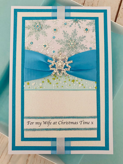 Luxury Crystal Snowfall Handmade Christmas Card