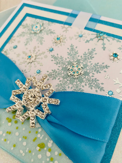 Luxury Crystal Snowfall Handmade Christmas Card