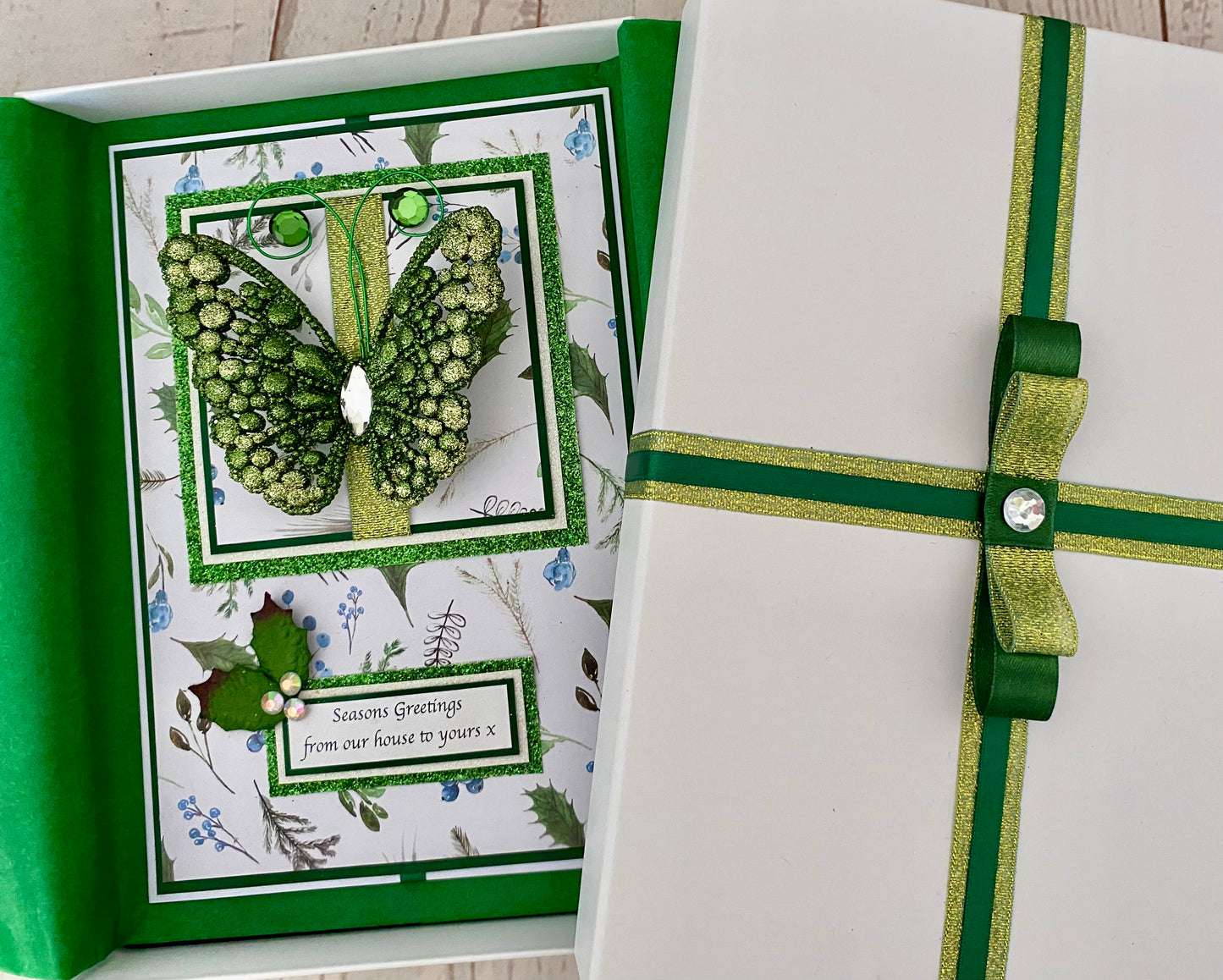 Christmas Butterfly Handmade Card & Luxury Presentation Box