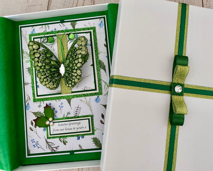 Christmas Butterfly Handmade Card & Luxury Presentation Box