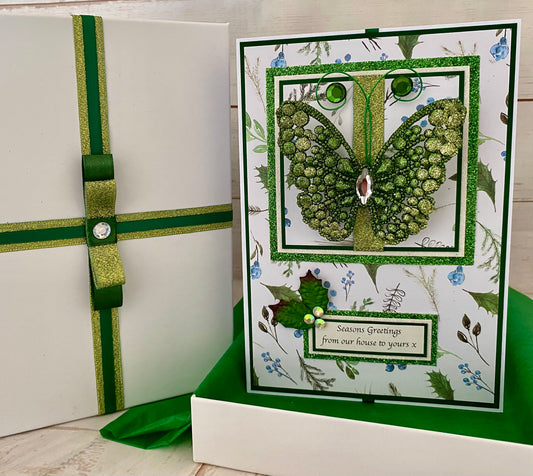 Christmas Butterfly Handmade Card & Luxury Presentation Box