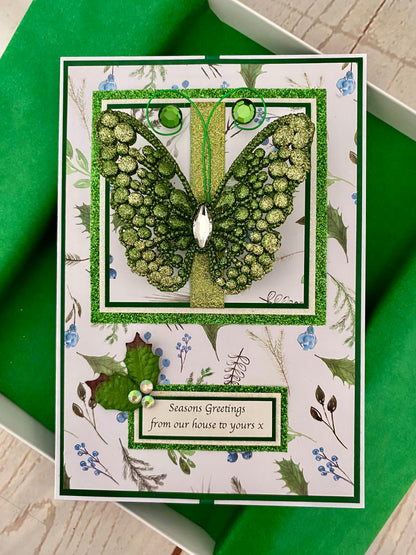 Christmas Butterfly Handmade Card & Luxury Presentation Box