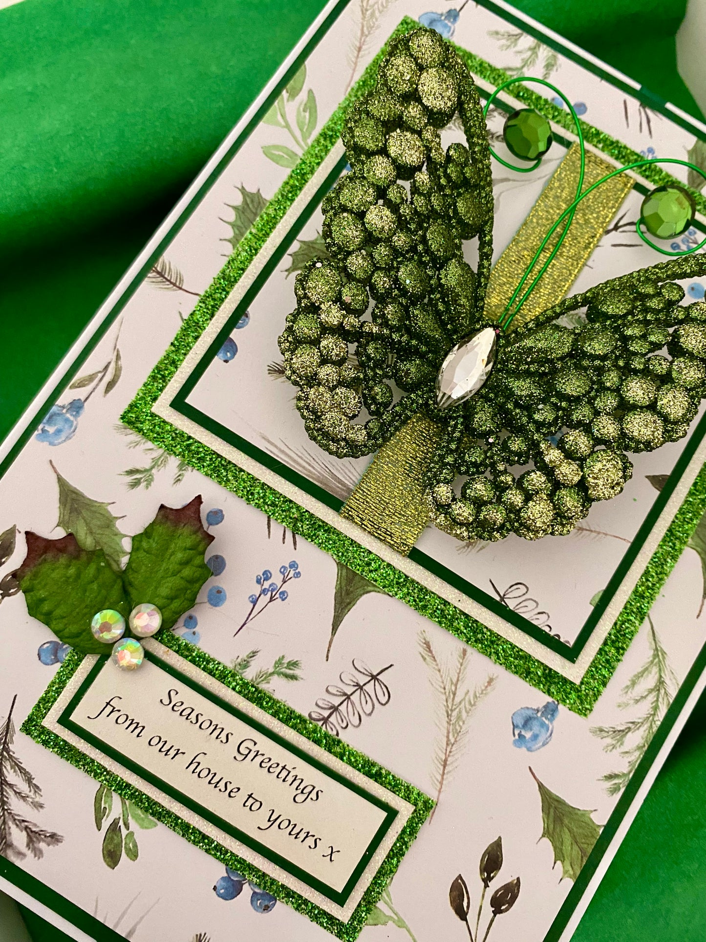 Christmas Butterfly Handmade Card & Luxury Presentation Box