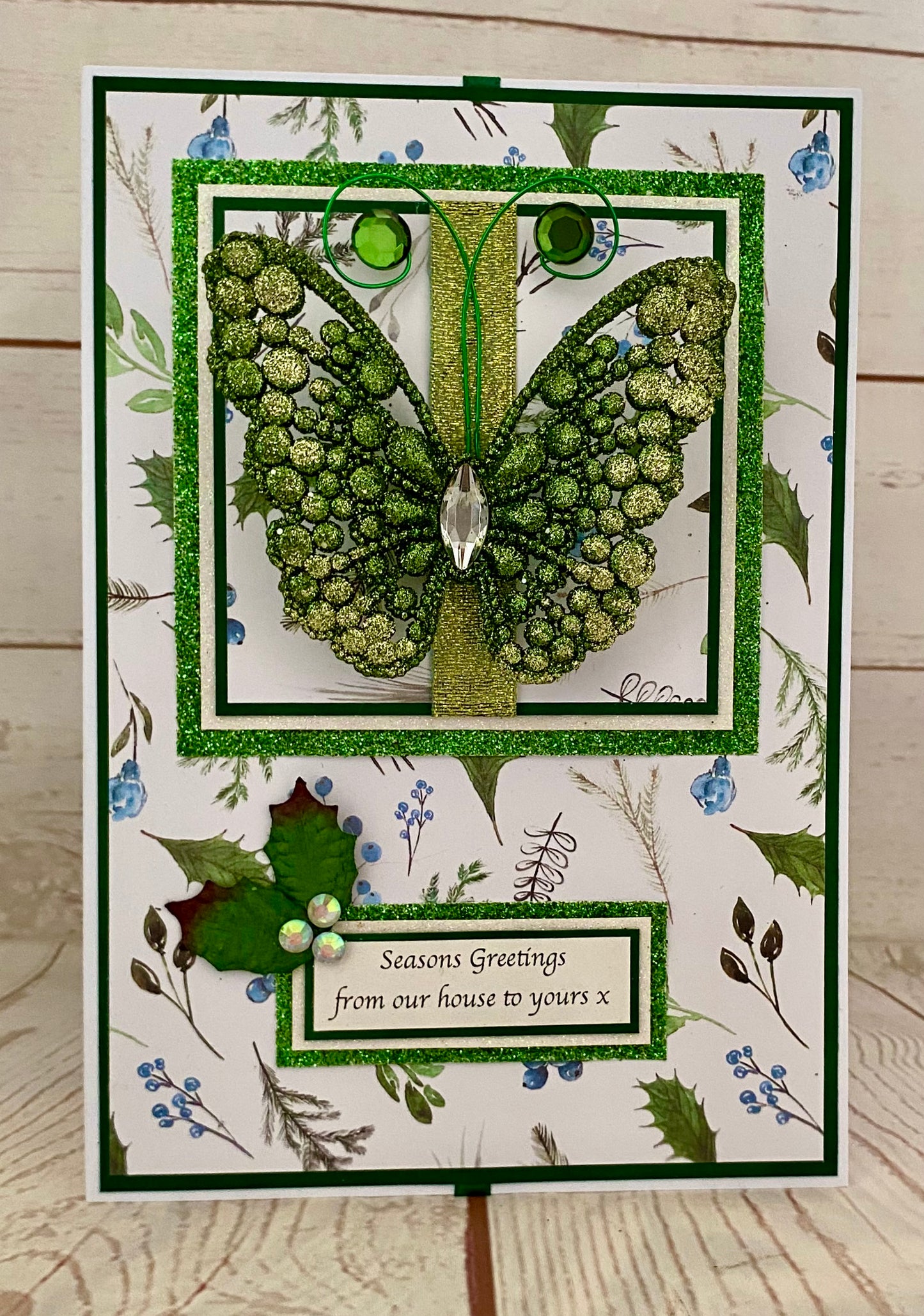 Christmas Butterfly Handmade Card & Luxury Presentation Box