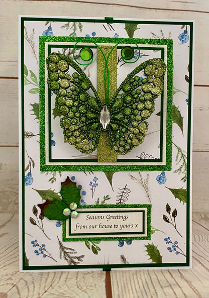 Christmas Butterfly Handmade Card & Luxury Presentation Box