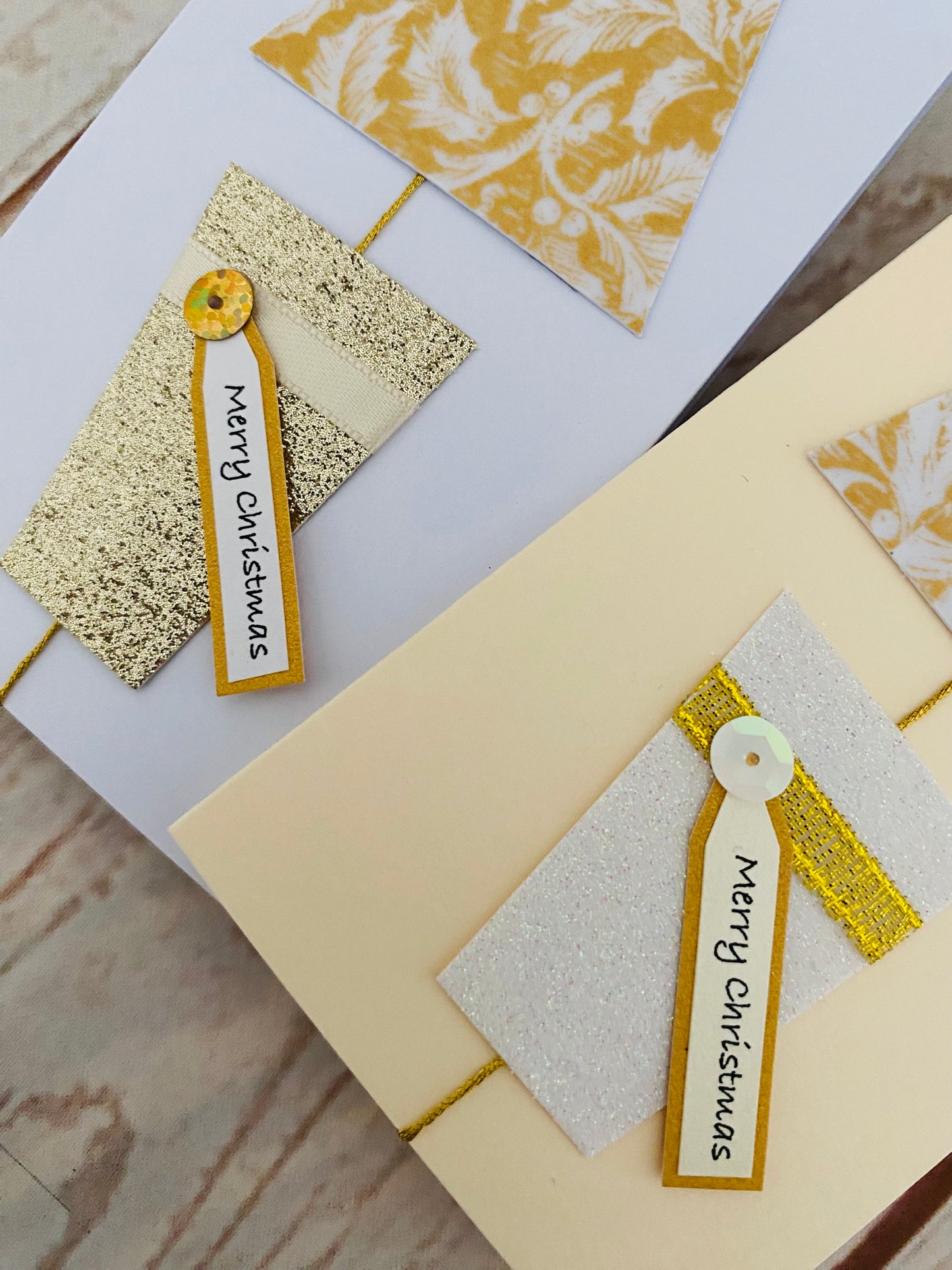 Golden Holly Christmas Tree Handmade Card