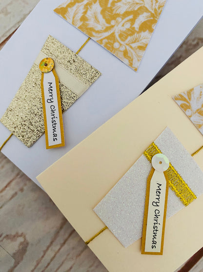 Golden Holly Christmas Tree Handmade Card