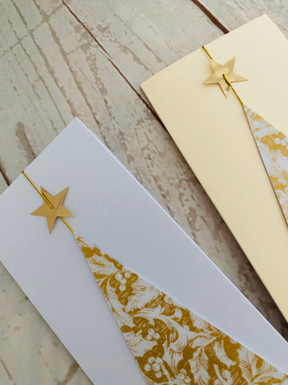 Golden Holly Christmas Tree Handmade Card