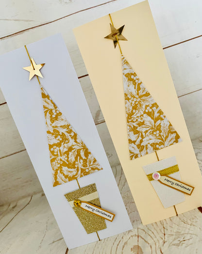 Golden Holly Christmas Tree Handmade Card