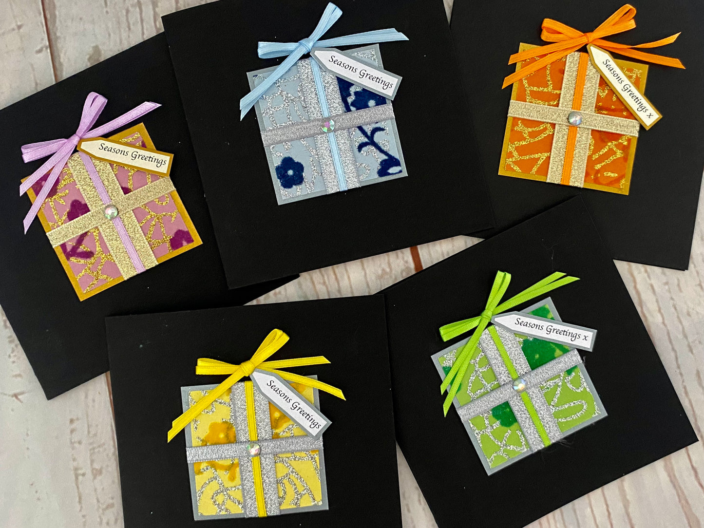 Floral Sparkle Christmas Present Handmade Card