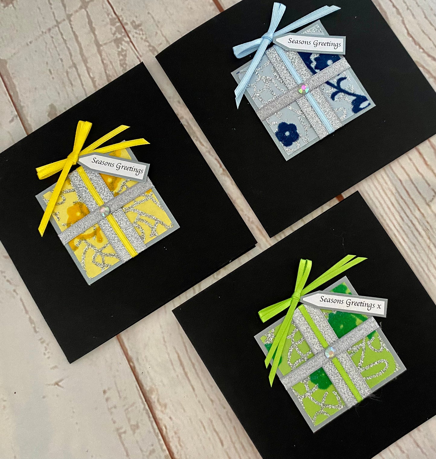 Floral Sparkle Christmas Present Handmade Card