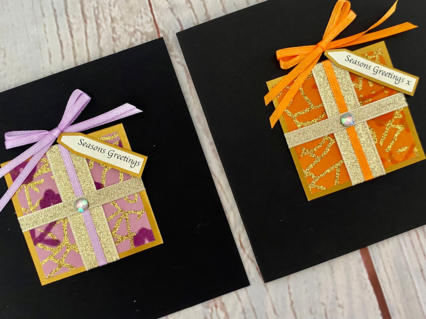 Floral Sparkle Christmas Present Handmade Card