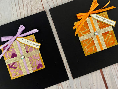 Floral Sparkle Christmas Present Handmade Card