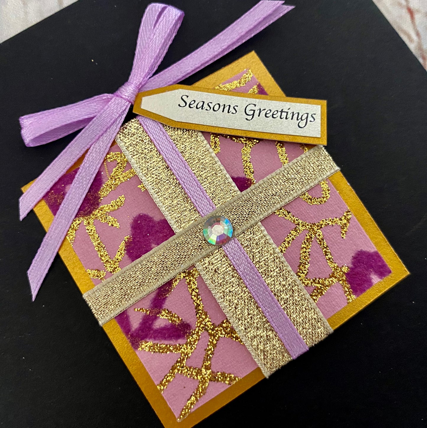 Floral Sparkle Christmas Present Handmade Card
