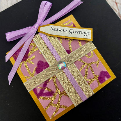 Floral Sparkle Christmas Present Handmade Card