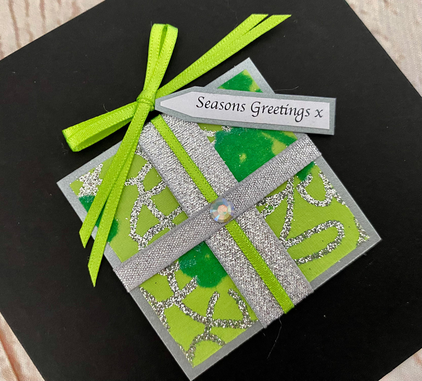 Floral Sparkle Christmas Present Handmade Card