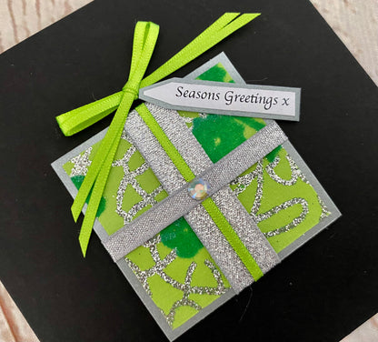 Floral Sparkle Christmas Present Handmade Card