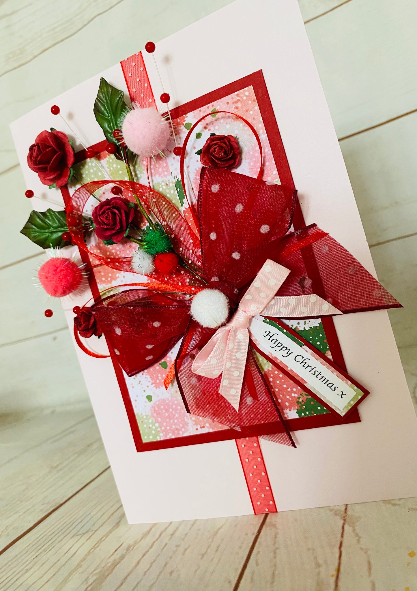 Luxury Snowballs & Berries Bouquet Handmade Card ~ LIMITED EDITION