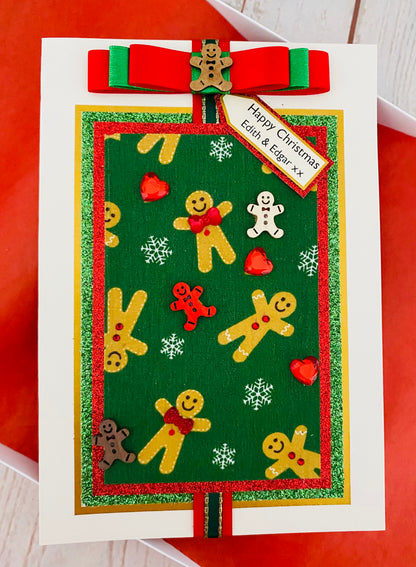 Dancing Gingerbread Man Handmade Christmas Card