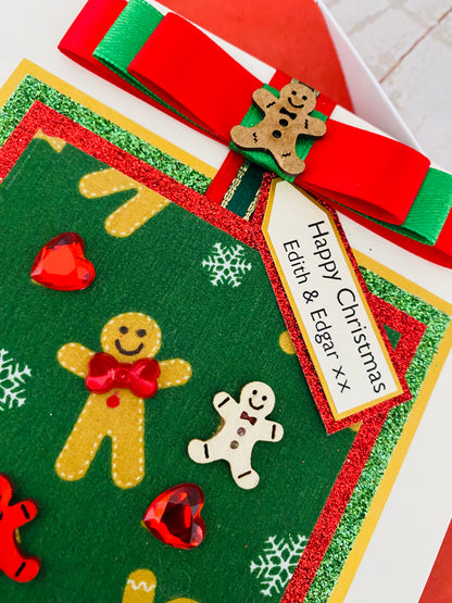 Dancing Gingerbread Man Handmade Christmas Card