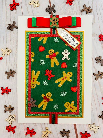 Dancing Gingerbread Man Handmade Christmas Card