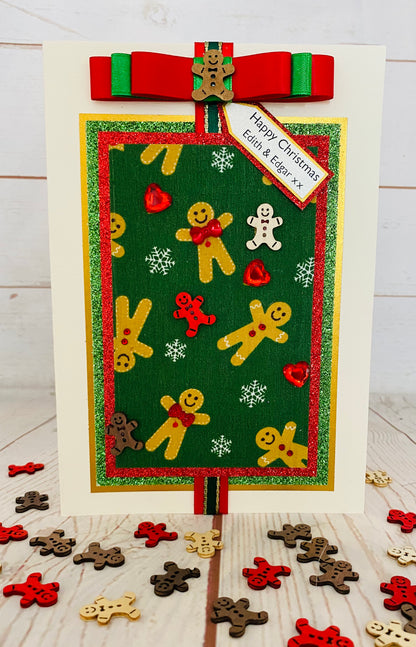 Dancing Gingerbread Man Handmade Christmas Card