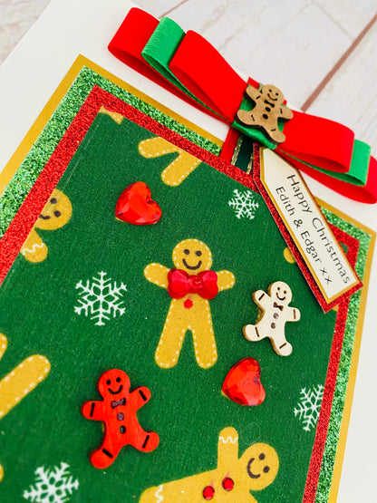 Dancing Gingerbread Man Handmade Christmas Card