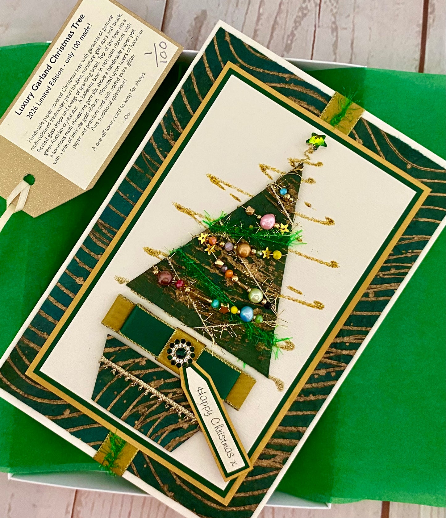 Luxury Garland Tree Handmade Christmas Card ~ LIMITED EDITION