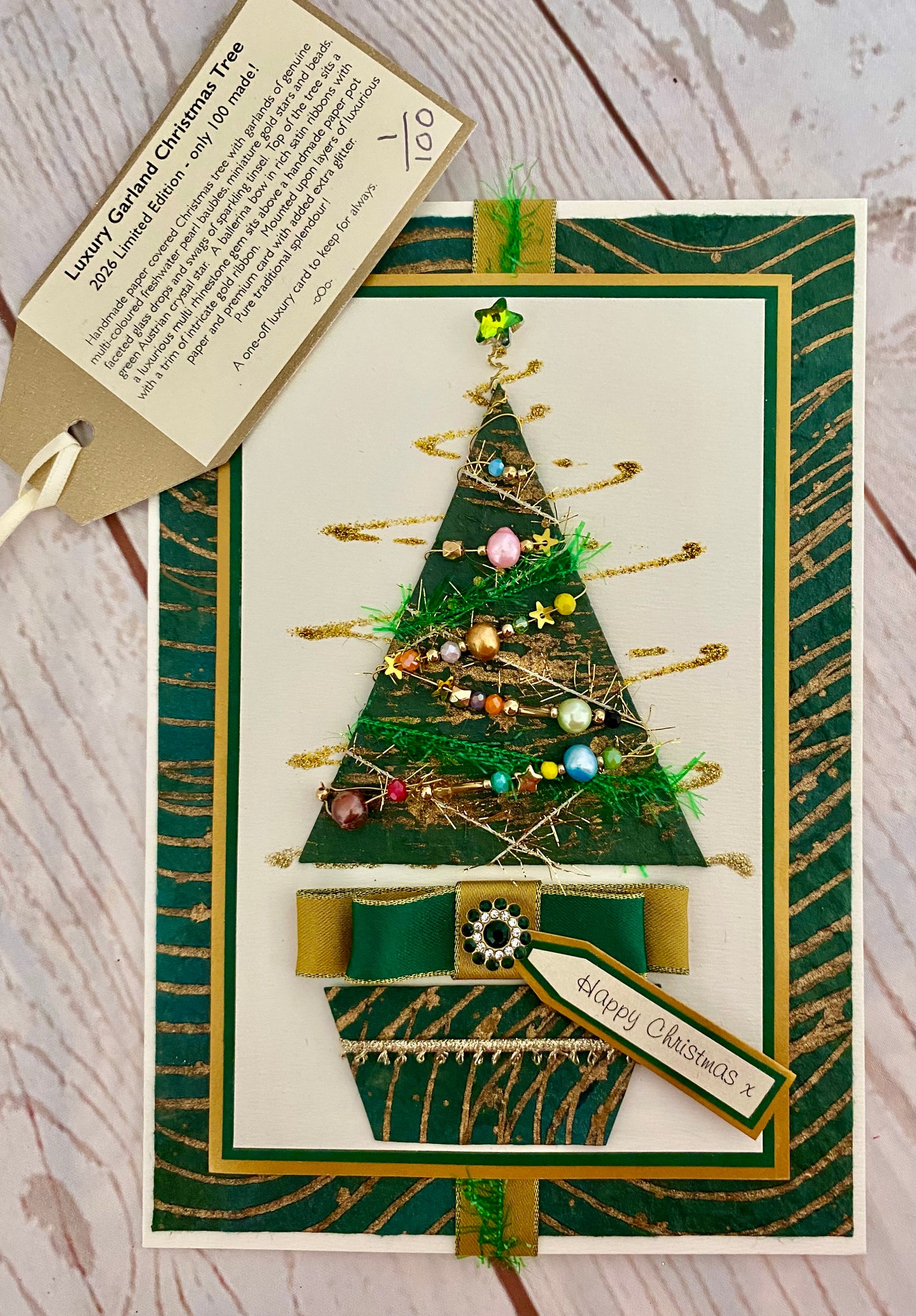 Luxury Garland Tree Handmade Christmas Card ~ LIMITED EDITION