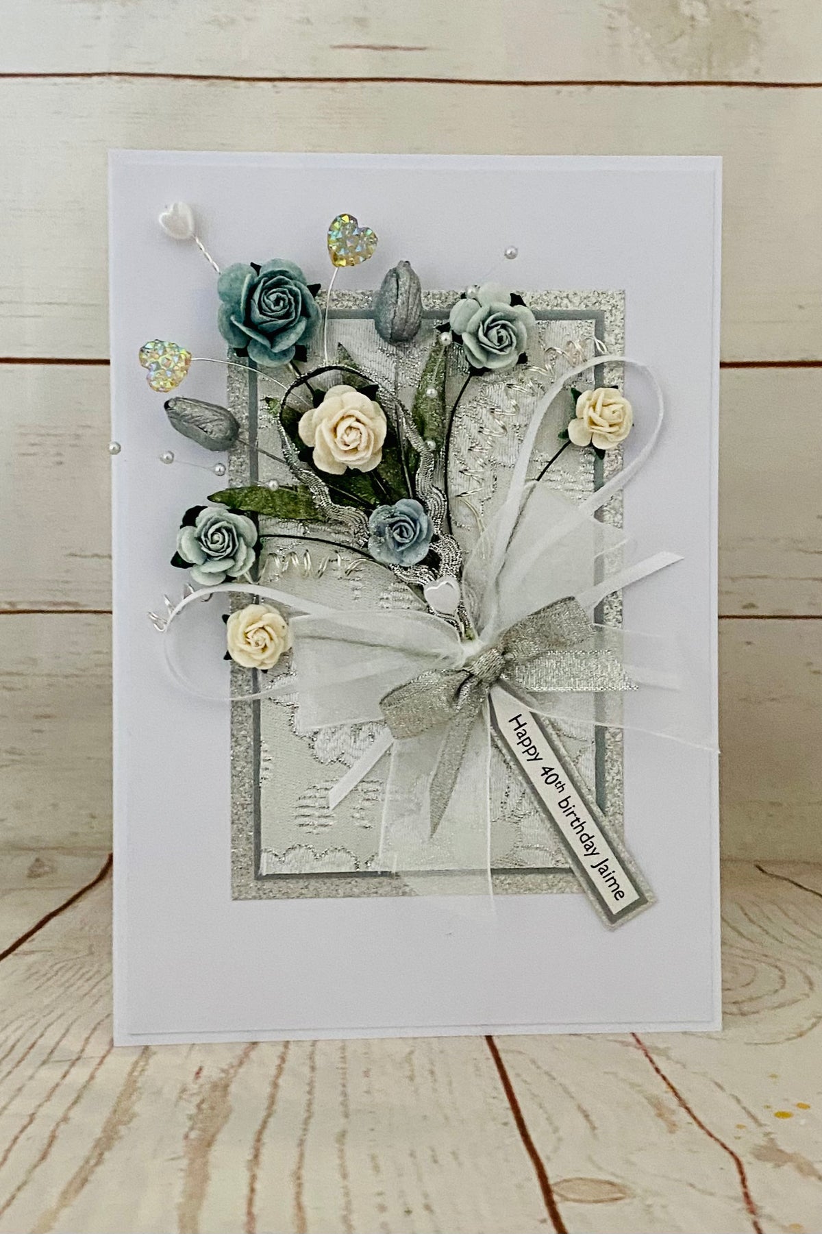 Luxury Silver Bouquet Handmade Card