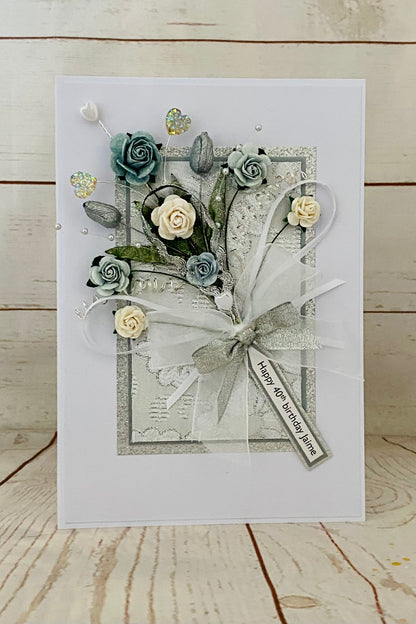 Luxury Silver Bouquet Handmade Card
