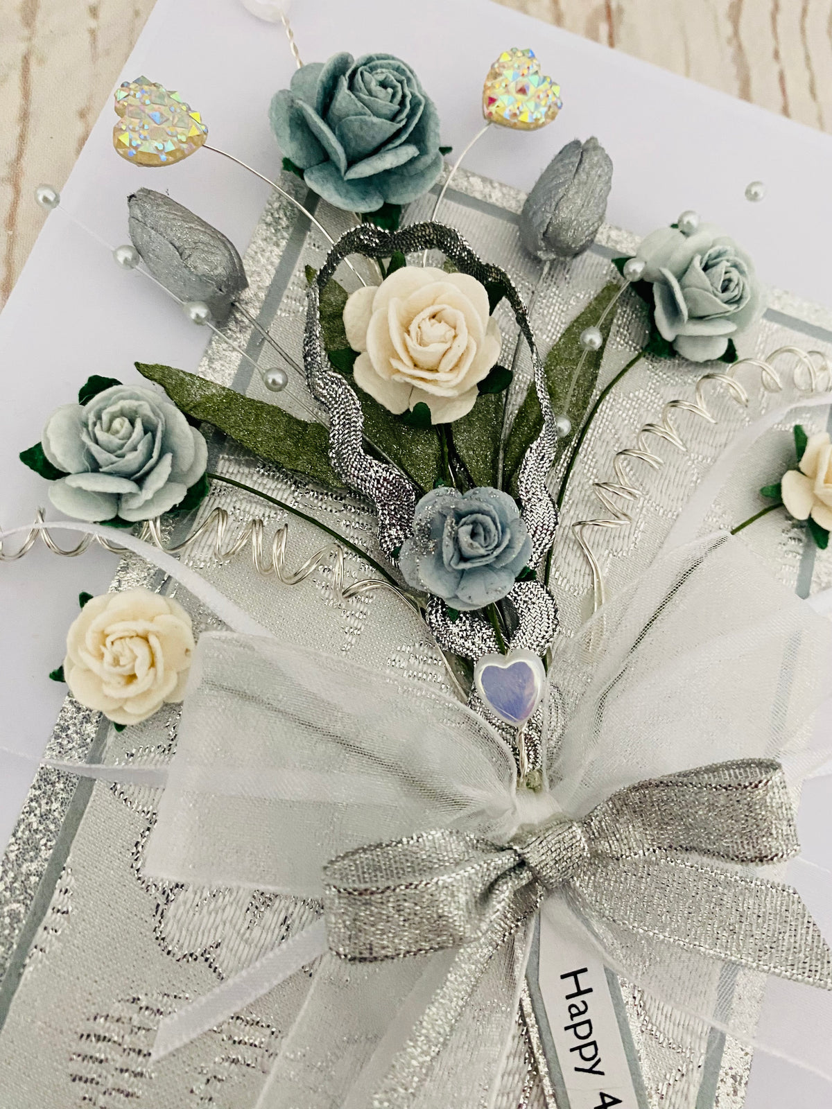 Luxury Silver Bouquet Handmade Card