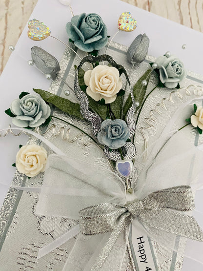 Luxury Silver Bouquet Handmade Card