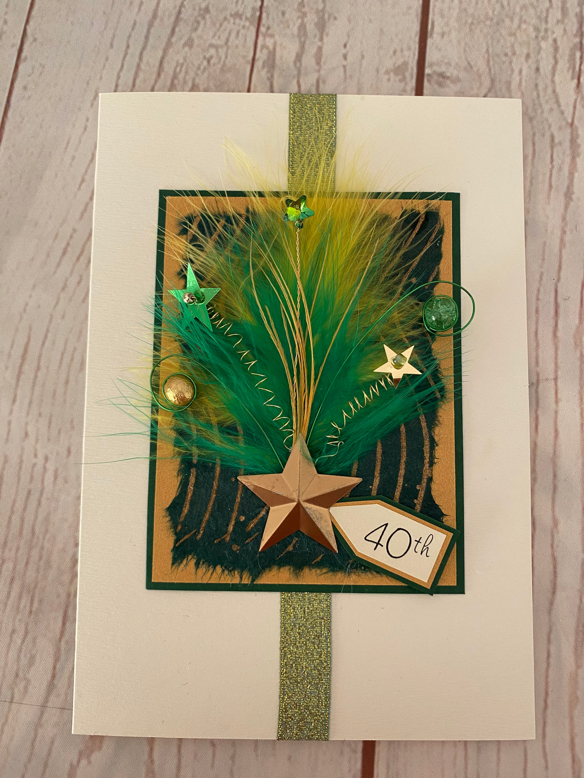 Emerald & Gold Starburst Handmade Card