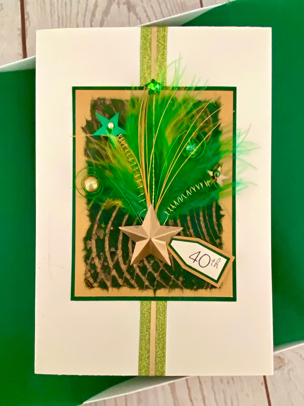 Emerald & Gold Starburst Handmade Card