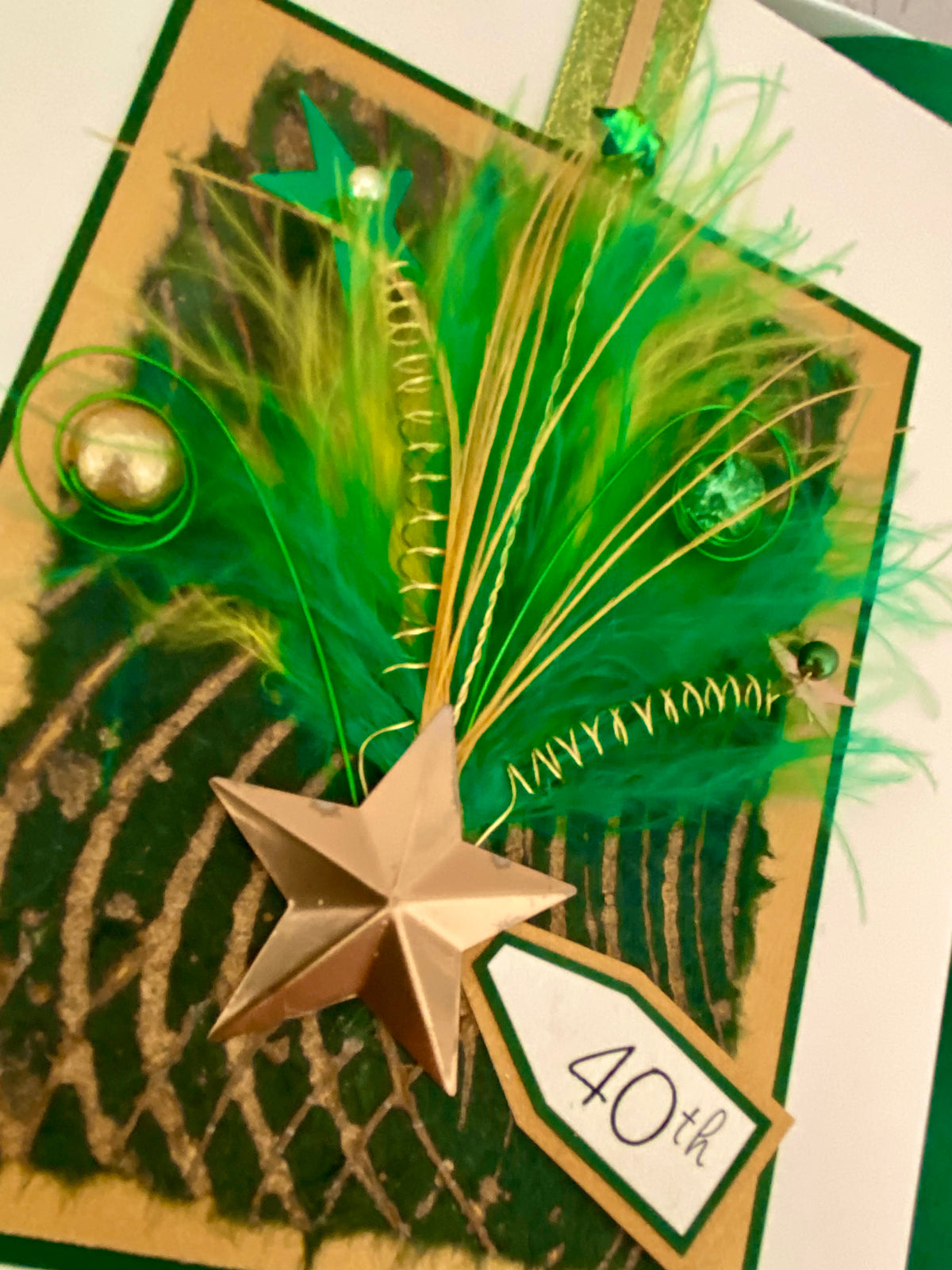 Emerald & Gold Starburst Handmade Card