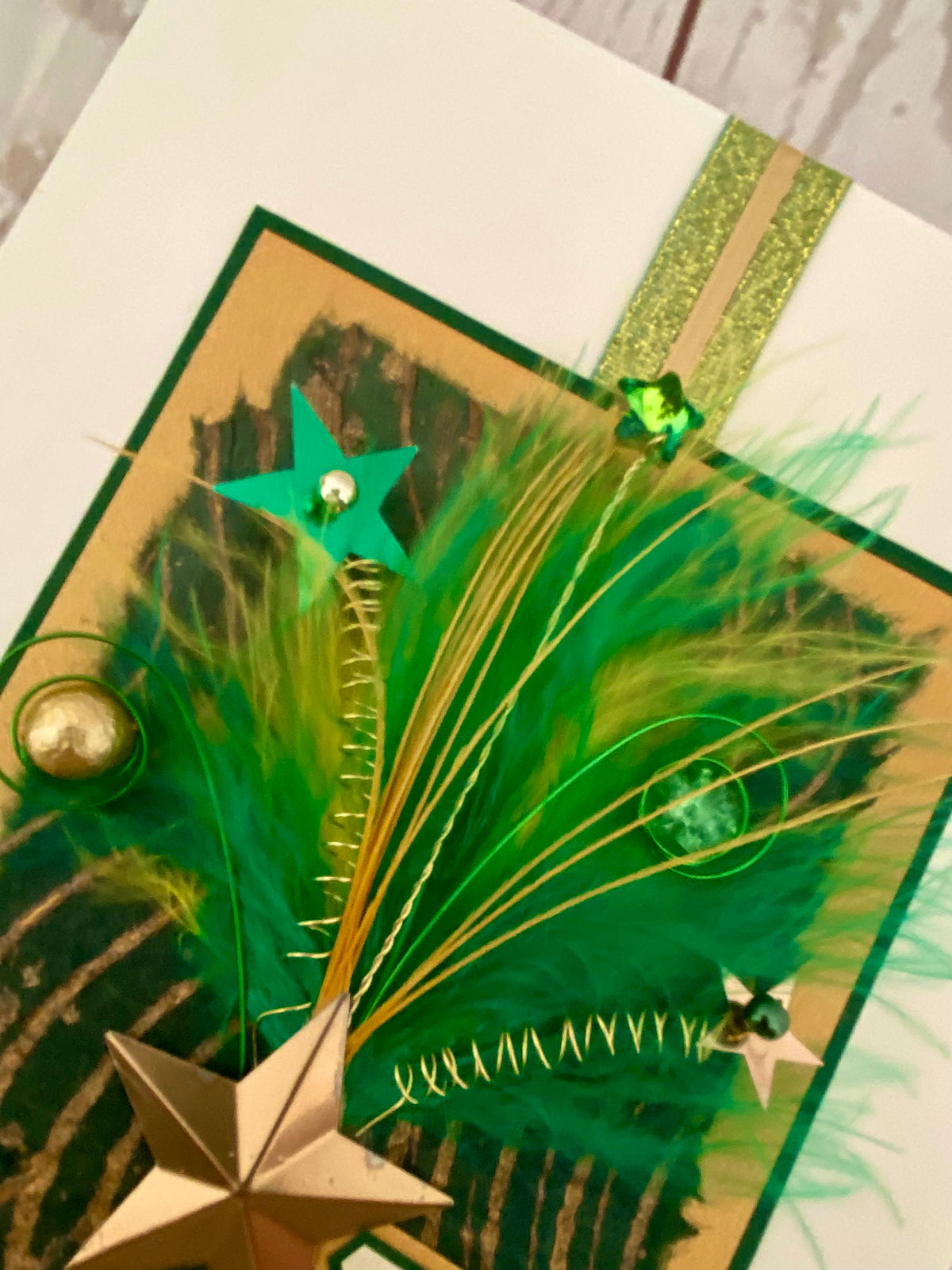 Emerald & Gold Starburst Handmade Card