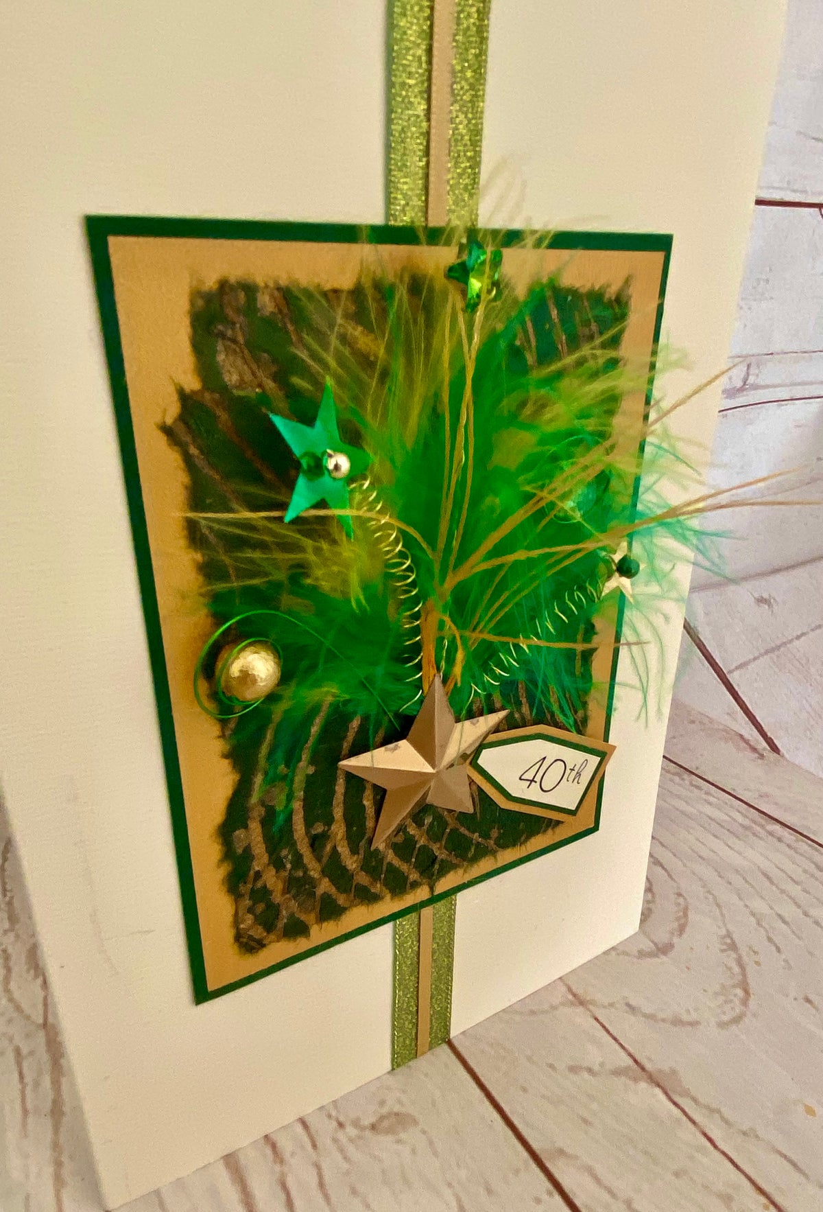 Emerald & Gold Starburst Handmade Card
