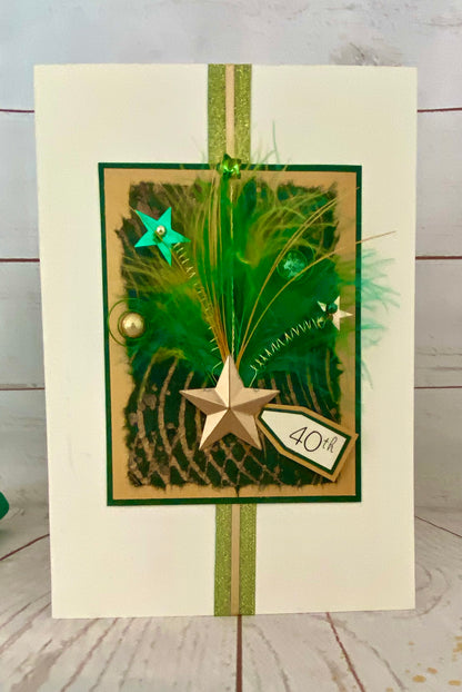 Emerald & Gold Starburst Handmade Card