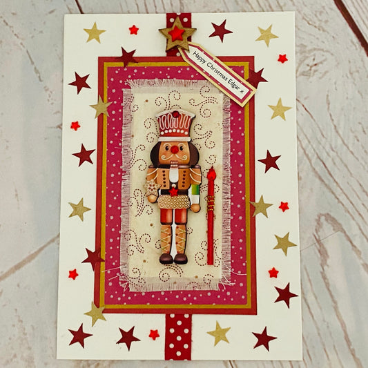 Handmade Luxury Nutcracker Soldier Christmas Card
