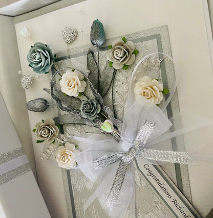 Luxury Silver Bouquet Handmade Card