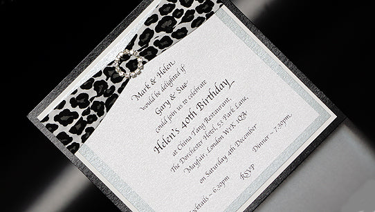 Leopard Diamanté Handmade Party Invitation