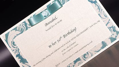 Flat Mint Floral Handmade Party Invitation